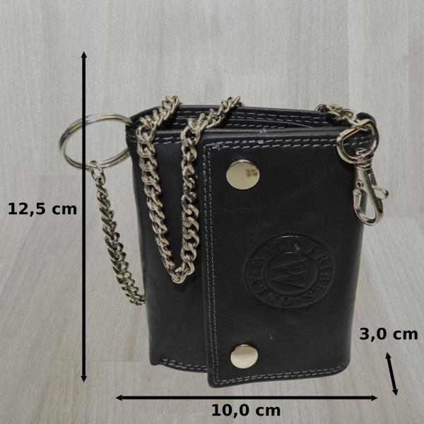 flevado Herrengeldbörse Brieftasche RFID Schutz Hosenkette Echt Leder Hochformat
